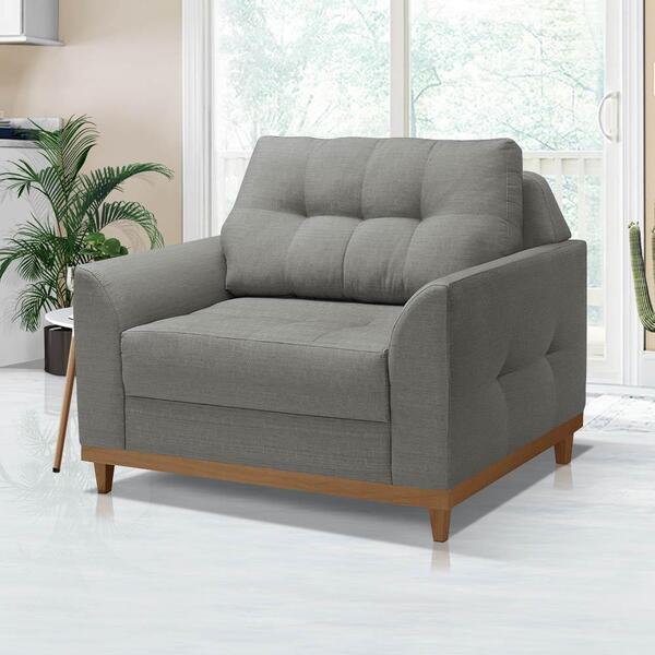 Poltrona Decorativa Living 1.2 Linho Cinza Escuro Verona Luap