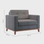 Poltrona Decorativa Living Pés De Madeira Linho Cotton Cinza