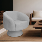 Poltrona Decorativa Liz Base Fixa Bouclé Cinza Claro - Nexta