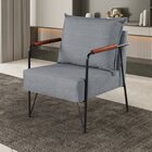 Poltrona Decorativa Liz Linho Base Em Aço Industrial Cinza/pr