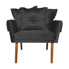 Poltrona Decorativa Londres Acetinado Preto Pés Palito Castan