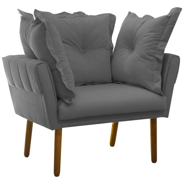 Poltrona Decorativa Londres Suede Pés Palito Castanho D'rossi