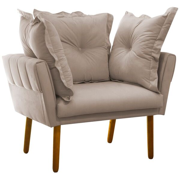 Poltrona Decorativa Londres Suede Pés Palito Castanho D'rossi