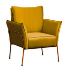 Poltrona Decorativa Lotus Para Sala Recepção Em Suede Amarelo