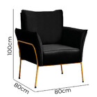 Poltrona Decorativa Lotus Para Sala Recepção Em Suede Preto C