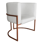 Poltrona Decorativa Luana Base Bronze Pu Branco - Montanaris