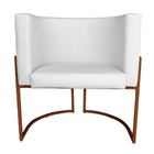 Poltrona Decorativa Luana Base Bronze Pu Branco - Montanaris