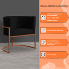 Poltrona Decorativa Luana Base Bronze Veludo Preto - Montanar