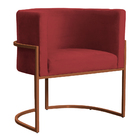 Poltrona Decorativa Luana Base Bronze Veludo Vermelho - Monta