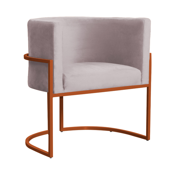 Poltrona Decorativa Luana Base Em Metal Bronze Veludo Cores -