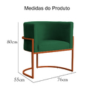 Poltrona Decorativa Luana Base Em Metal Bronze Veludo Cores -