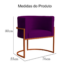 Poltrona Decorativa Luana Base Em Metal Bronze Veludo Cores -