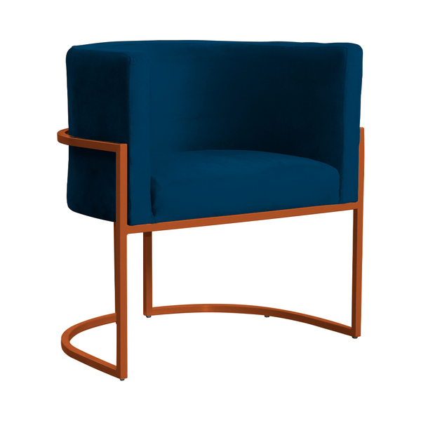 Poltrona Decorativa Luana Base Em Metal Bronze Veludo Cores -