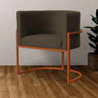 Poltrona Decorativa Luana Base Em Metal Bronze Veludo Cores -