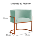 Poltrona Decorativa Luana Base Em Metal Bronze Veludo Cores -