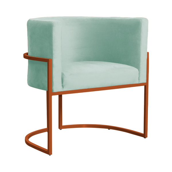 Poltrona Decorativa Luana Base Em Metal Bronze Veludo Cores -