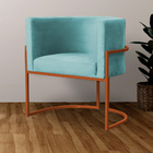 Poltrona Decorativa Luana Base Em Metal Bronze Veludo Cores -