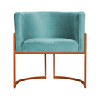 Poltrona Decorativa Luana Base Em Metal Bronze Veludo Cores -