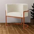 Poltrona Decorativa Luana Base Em Metal Bronze Veludo Cores -