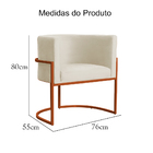 Poltrona Decorativa Luana Base Em Metal Bronze Veludo Cores -