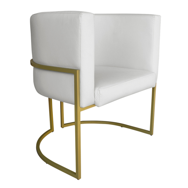 Poltrona Decorativa Luana Base Gold Pu Branco - Montanaris De