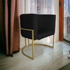Poltrona Decorativa Luana Base Gold Pu Preto - Montanaris Dec