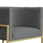 Poltrona Decorativa Luana Base Metálica Dourada Linho Cinza -