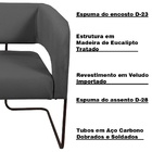 Poltrona Decorativa Lucy Base Aço Chocolate Veludo Cinza G15