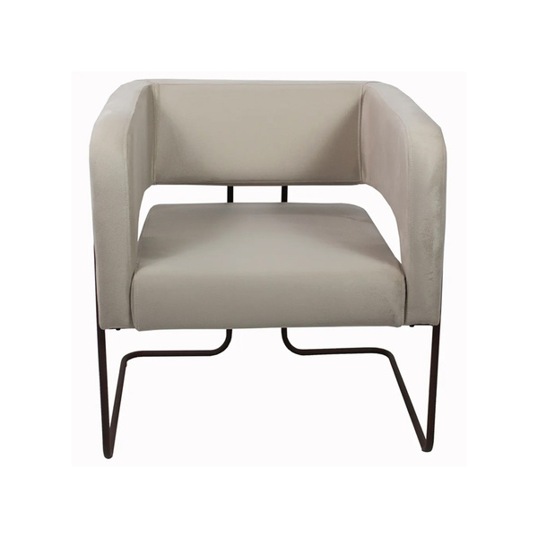 Poltrona Decorativa Lucy Base Aço Chocolate Veludo Creme G15