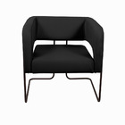 Poltrona Decorativa Lucy Base Aço Chocolate Veludo Preto G15