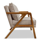 Poltrona Decorativa Luiza Linho Areia Base Em Madeira Castanh