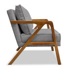 Poltrona Decorativa Luiza Linho Grafite Base Em Madeira Casta