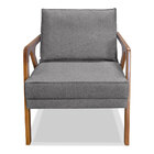 Poltrona Decorativa Luiza Linho Grafite Base Em Madeira Casta