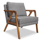 Poltrona Decorativa Luiza Linho Grafite Base Em Madeira Casta