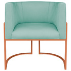 Poltrona Decorativa Luna Base De Ferro Bronze Suede - Azul Ti