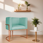 Poltrona Decorativa Luna Base De Ferro Bronze Suede - Azul Ti