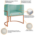 Poltrona Decorativa Luna Base De Ferro Bronze Suede - Azul Ti