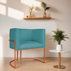 Poltrona Decorativa Luna Base De Ferro Bronze Suede - Azultur