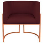 Poltrona Decorativa Luna Base De Ferro Bronze Suede - Bordô