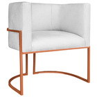 Poltrona Decorativa Luna Base De Ferro Bronze Suede - Branco