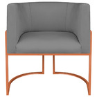 Poltrona Decorativa Luna Base De Ferro Bronze Suede - Cinza