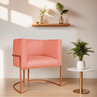 Poltrona Decorativa Luna Base De Ferro Bronze Suede - Coral