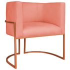 Poltrona Decorativa Luna Base De Ferro Bronze Suede - Coral