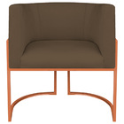 Poltrona Decorativa Luna Base De Ferro Bronze Suede - Marrom