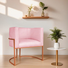 Poltrona Decorativa Luna Base De Ferro Bronze Suede - Rosa Be