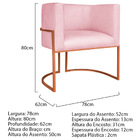 Poltrona Decorativa Luna Base De Ferro Bronze Suede - Rosa Be