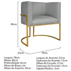 Poltrona Decorativa Luna Base De Ferro Dourado Bouclé - Cinza