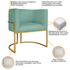 Poltrona Decorativa Luna Base De Ferro Dourado Linho - Azul T