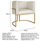 Poltrona Decorativa Luna Base De Ferro Dourado Linho - Bege