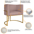 Poltrona Decorativa Luna Base De Ferro Dourado Linho - Rosê
